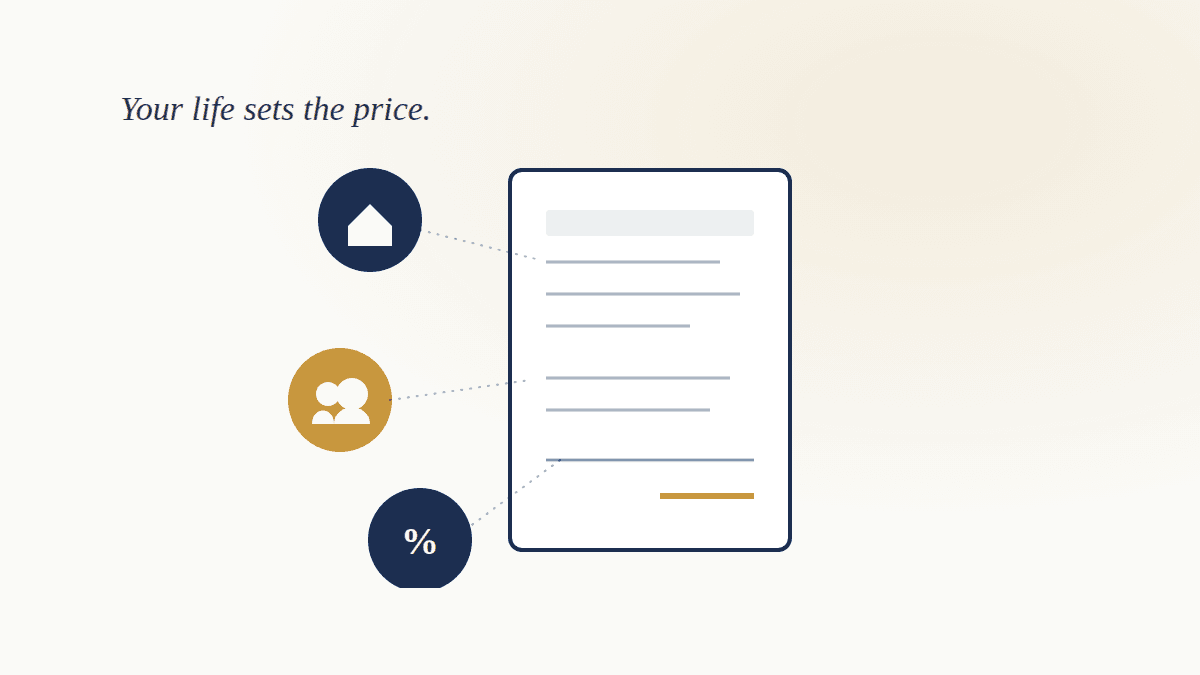 An illustration of a personal tax form connected to icons for a house, family, and retirement income, representing how your life situation drives the cost of personal tax prep